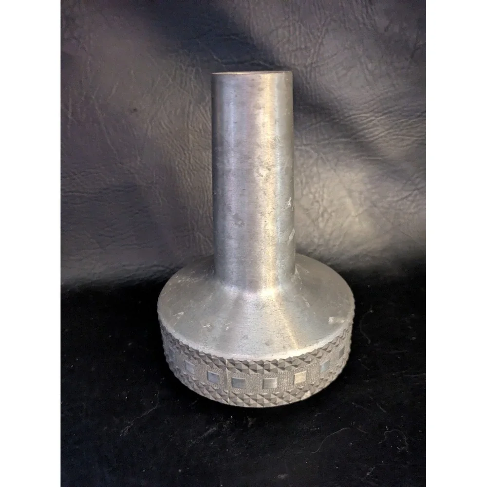Vintage Aksel Holmsen V9 MCM Norway Pewter Metal Small Round Vase Norwegian 7 In